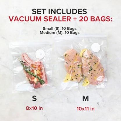 Compact Vacuum Sealer for Food (20 Count)