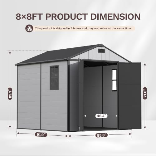 8x8 FT Resin Outdoor Storage Shed with Floor