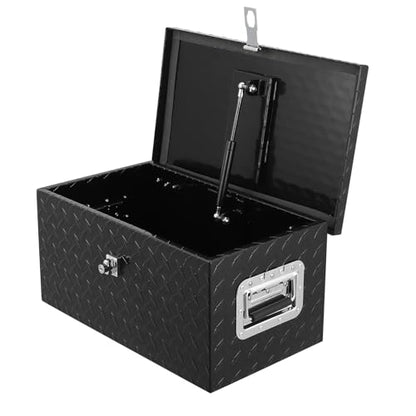 20 Inch Heavy Duty Aluminum Diamond Plate Tool Box Pick Up Truck Bed RV Trailer Toolbox Waterproof Square Storage Organizer with Side Handle