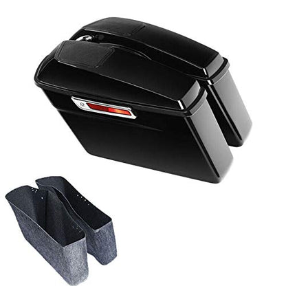 Vivid Black Hard Saddlebags with 6x9 Cut Out Speaker Lids Fit for Harley Touring Road King Street Glide Electra Ultra 2014