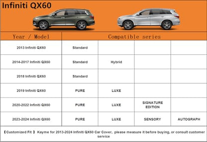 6 Layers SUV Car Cover Custom Fit for Infiniti QX60（2013