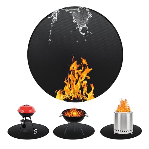 36" Round Fireproof Grill Mat for Deck & Patio