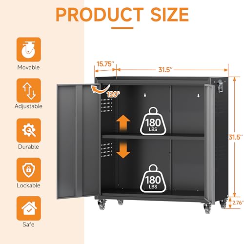 Metal Garage Storage Cabinet with Wheels