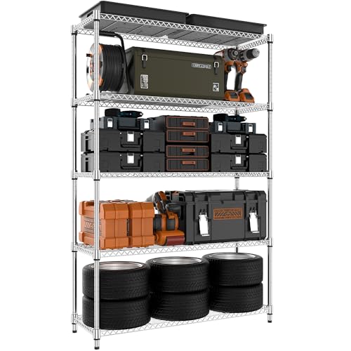 MZG 1750 lbs 5 Tier Storage Rack Metal Wire Shelving Unit (5 Count)