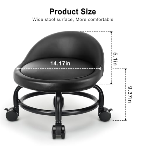 Rolling Stool with Backrest Low Height Rolling Stools