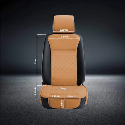 Leather Car Seat Covers Front 2PC Waterproof Universal Cognac