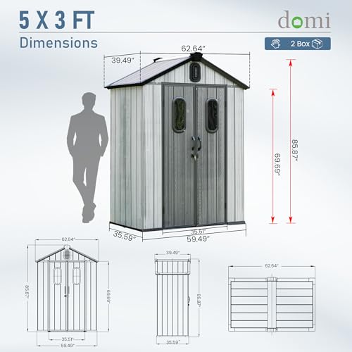 Domi 5x3 FT Resin Outdoor Storage Shed