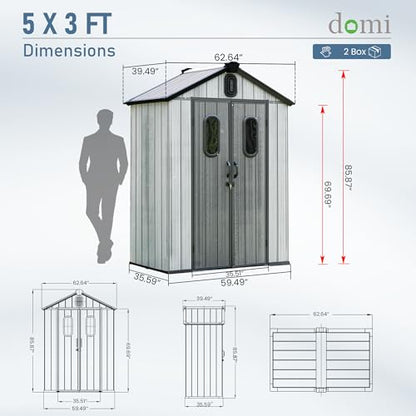 Domi 5x3 FT Resin Outdoor Storage Shed