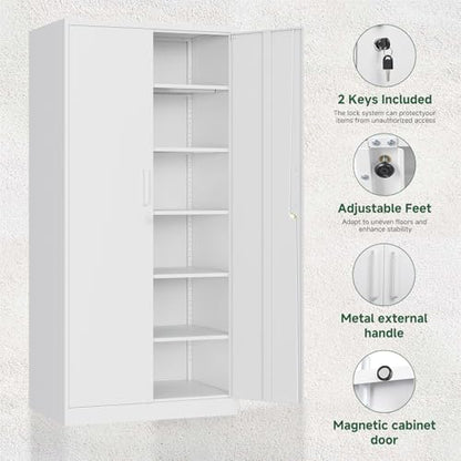 Metal Storage Cabinet with Lock Door Adjustable Shelf