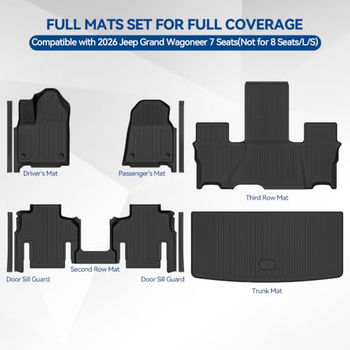 Custom Fit Floor Mats for 2026 Jeep Grand Wagoneer 7 Seats