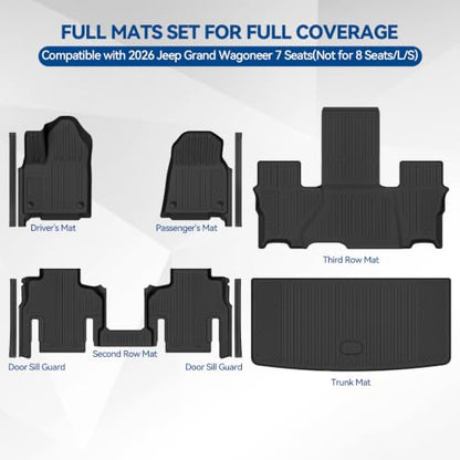 Custom Fit Floor Mats for 2026 Jeep Grand Wagoneer 7 Seats