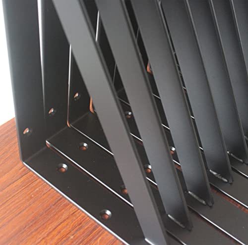 4 Pack L10 x H 8" Black Heavy Duty Shelf Brackets with Screws Metal Shelf Brackets Shelf Support Angle Brackets for Shelves L Brackets Heavy Duty Floating Shelf (4 Count)