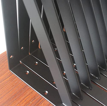4 Pack L10 x H 8" Black Heavy Duty Shelf Brackets with Screws Metal Shelf Brackets Shelf Support Angle Brackets for Shelves L Brackets Heavy Duty Floating Shelf (4 Count)