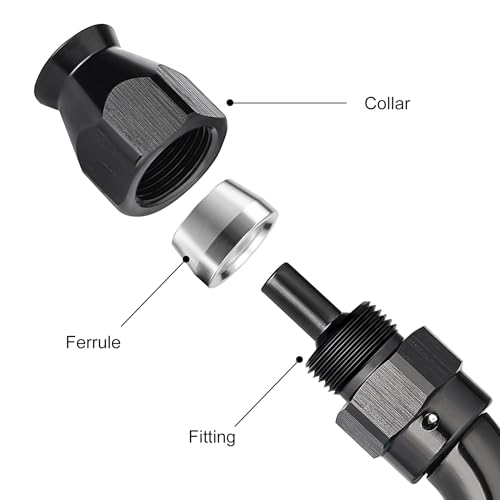 4AN 45 Degree PTFE One Piece Full Flow End Hose Fitting Aluminum Black