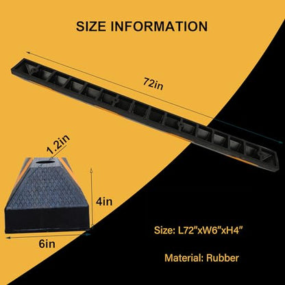 72" Rubber Parking Curb with Bolts