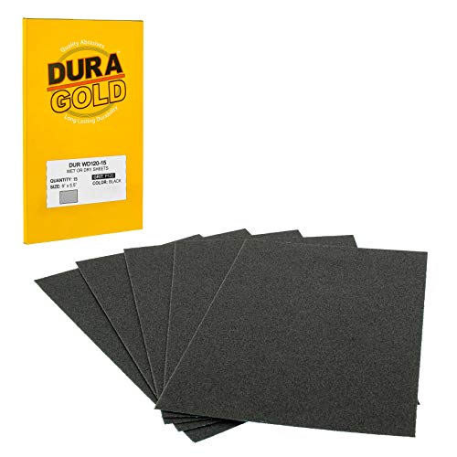 Premium 120 Grit Wet or Dry Sandpaper Sheets (15 Count)