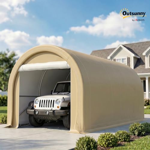 10' x 16' Carport Heavy Duty Portable Garage Storage Tent Beige