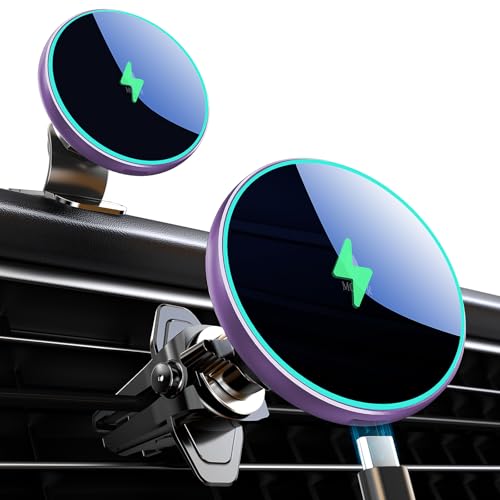 for Magsafe Car Mount Charger 15W LED RGB Car Phone Holder for Dash Vent