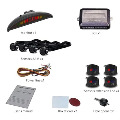 Parking Sensor Kit Backup Sensor Kit Reverse Sensor for Car 20 Color Options for Probes Adjustable Alarm Volume Professional Sensore de Reversa para Carro Safe Driving Assistant（Dark Red）