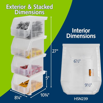 Medium Tall Stackable Plastic Storage Bins