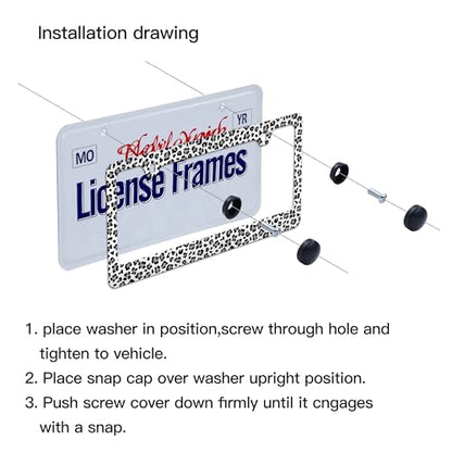 White Cheetah License Plate Holder Leopard Print License Plate Frame Cheetah Leopard License Plate Covers tag Frame for Women 12.3" X 6.3"