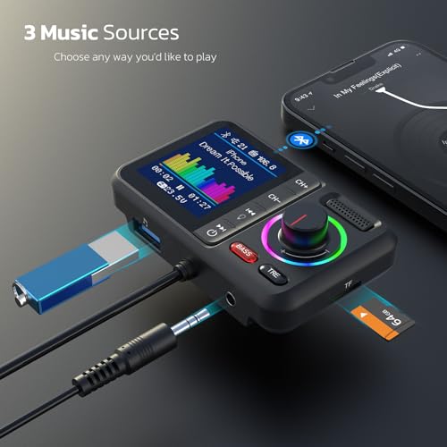 Bluetooth Car Adapter with Large Color Screen
