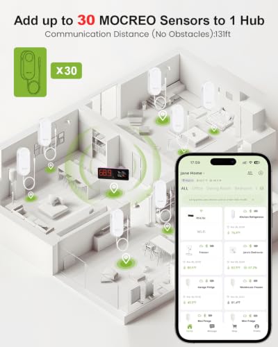 WiFi Freezer Thermometer Alarm with Digital Monitor Hub