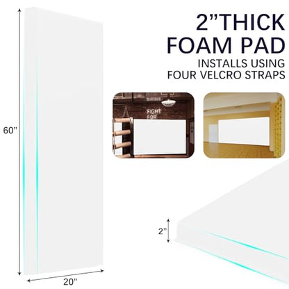 60" 72" High Gym Wall Padding 2" Thick Foam Basketball Court Wall Mount Protector for Garage Taekwondo Babyroom