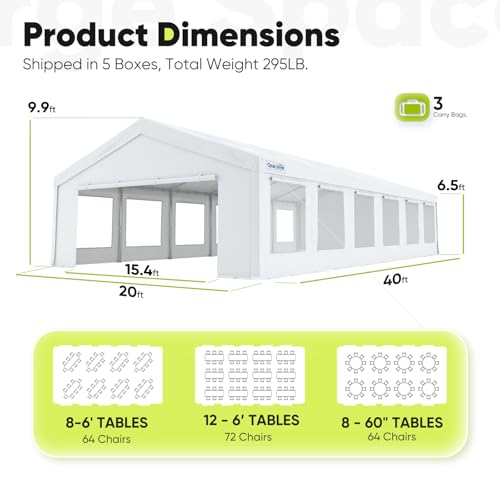 20x40ft Heavy Duty Party Tent Outdoor Canopy with Mesh Windows