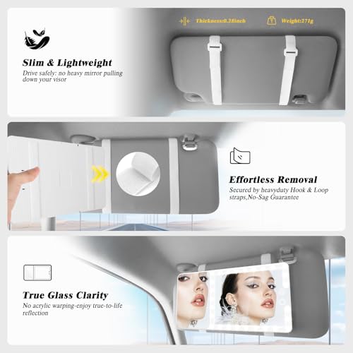 2pcs Car Visor Mirror with Lights & 20X Magnification (2 Count)