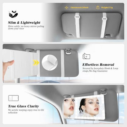 Car Visor Mirror with Lights & 20X Magnification