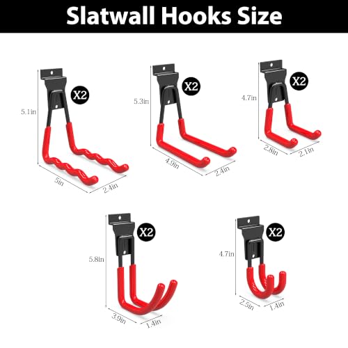 Slatwall Hooks 10 Pack Heavy Duty Multi Sizes (10 Count)