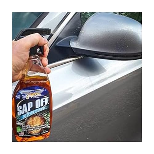 Sap Off, Fast-Acting Sap, Pine Tar & Bug Remover Spray, 16 Fl Oz, Non-Abrasive Formula Safe for Paint, Glass & Plastic, Removes Dried-On Sap, Tar, and Bug Residue Quickly (22 Fl Oz)