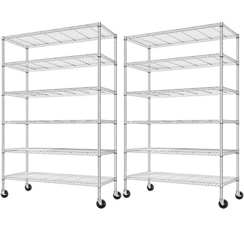 6 Tier Rolling Storage Shelves with Locking Wheels (2 Count)