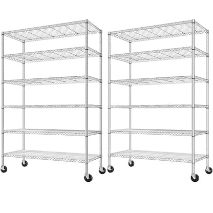 6 Tier Rolling Storage Shelves with Locking Wheels (2 Count)