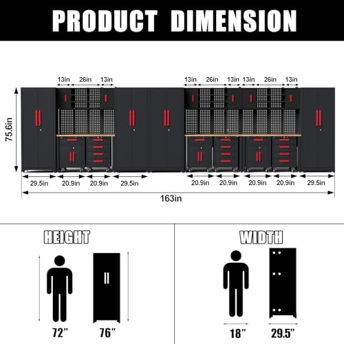 20Pcs Garage Cabinet Storage Systemwith Metal Cabinet