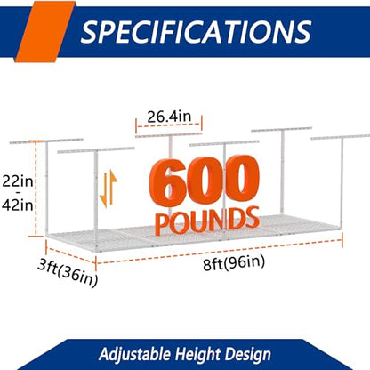 3 x 8FT Overhead Garage Storage Rack