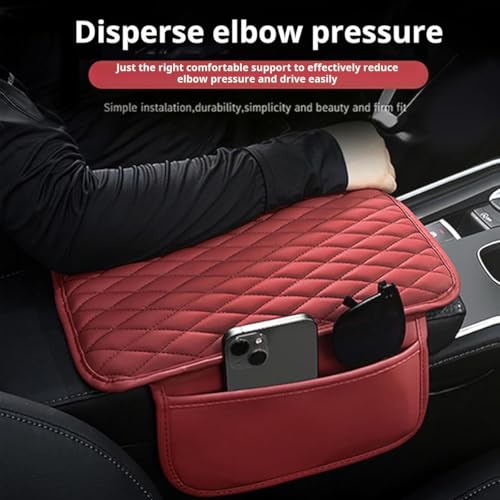 Car Armrest Cover Leather Car Console Covers Box Pad with Pocket and Tissue Box Arm Rest Cover for Car for SUV Truck Sedan Vehicle