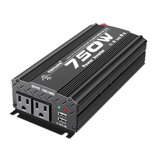 12V Inverter 750W Inverter 12V to 110V or Cars Trucks semi Trucks Various Vehicles with 2 AC Power outlets 2USB Ports