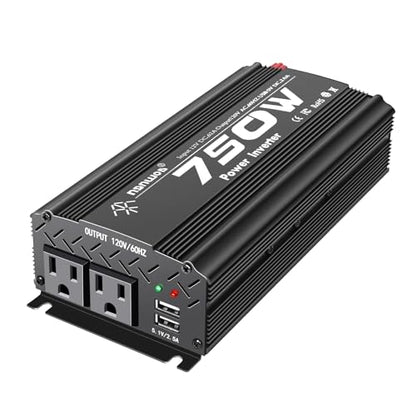 12V Inverter 750W Inverter 12V to 110V or Cars Trucks semi Trucks Various Vehicles with 2 AC Power outlets 2USB Ports