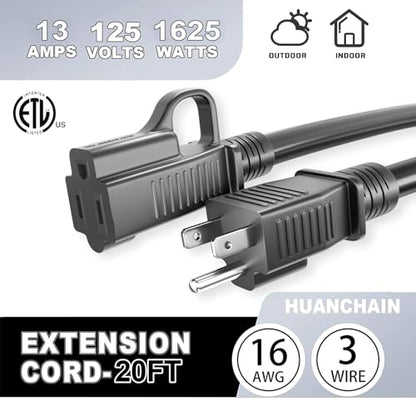 2 Pack Indoor Outdoor Black Extension Cord 50 FT 16 (2 Count)