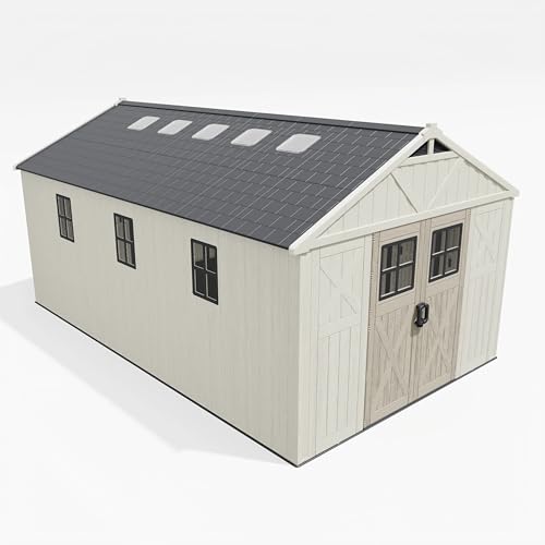 10x16 FT Resin Outdoor Storage Shed with Floor and Skylight