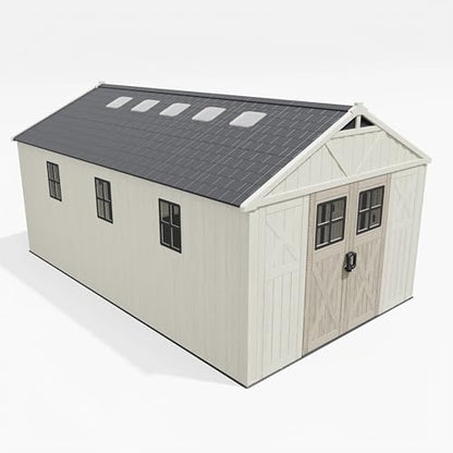 10x16 FT Resin Outdoor Storage Shed with Floor and Skylight