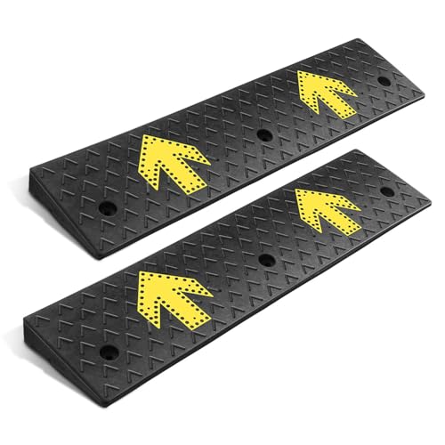 2pcs 3.1" Rise Rubber Arrow Curb Ramp Heavy Duty Loading Driveway Ramp Threshold Ramp 37.4" W x 9.1" D x 3.1" H for Loading Dock (2 Count)