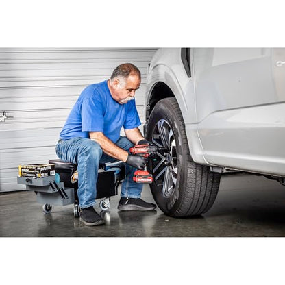 Rolling Seat with Expandable Tool Trays