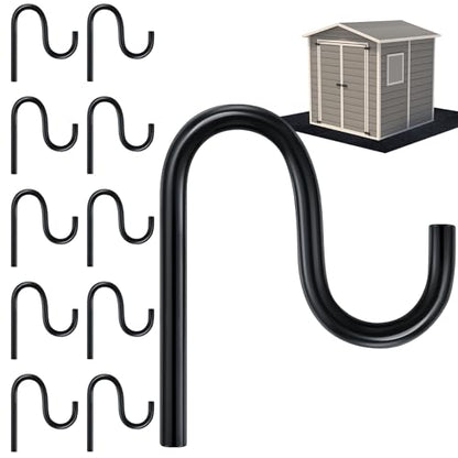 10 Pcs 2'' Long Shed Hooks Shed Accessories Without Drilling Hole for Hanging Heavy Duty Individual Utility Hooks Universal Wall Mounted J Utility Hangers for Tools Shovels Rakes (10 Count)