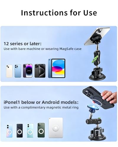 Magnetic Car Phone Holder Windshield Suction Cup Mount
