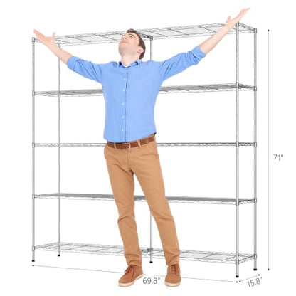 70" W Storage Shelves 1600LBS Heavy Duty Metal Shelving (5 Count)