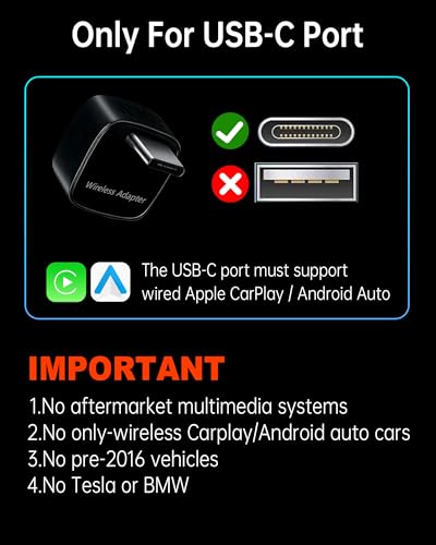 Wireless CarPlay & Android Auto Adapter USB