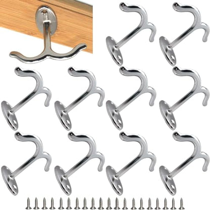 10 Pcs Zinc Alloy Ceiling Double Hook Cabinet Wardrobe Coat Towel Hat Hook Hooks Under Cabinet Shelf (10 Count)